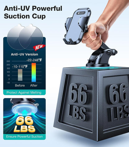 VICSEED Car Phone Mount, [Thick Case & Big Phones Friendly] Long Arm Suction Cup Phone Holder for Car Dashboard Windshield Air Vent Hands Free Clip Cell Phone Holder Compatible with All Mobile Phones